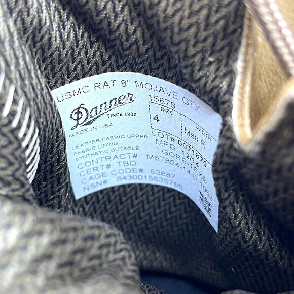 Danner USMC Coyote Hot Weather 8" Mojave Boot Made in USA Man Boy Size 4 New - Picture 5 of 15